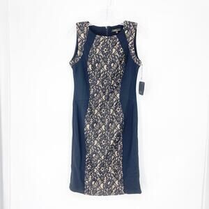 Dalia Sleeveless Black & Brown Lace Dress Size 4